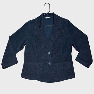 Habitat Velour 2 Button Blazer in Black/Gray Sz M